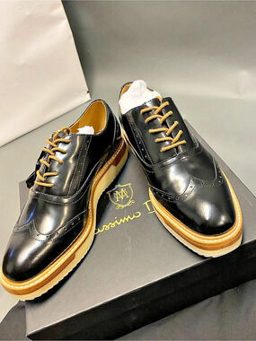 BNIB Massimo Dutti Leather Wingtip Platform Brogues Black & Brown (women’s)